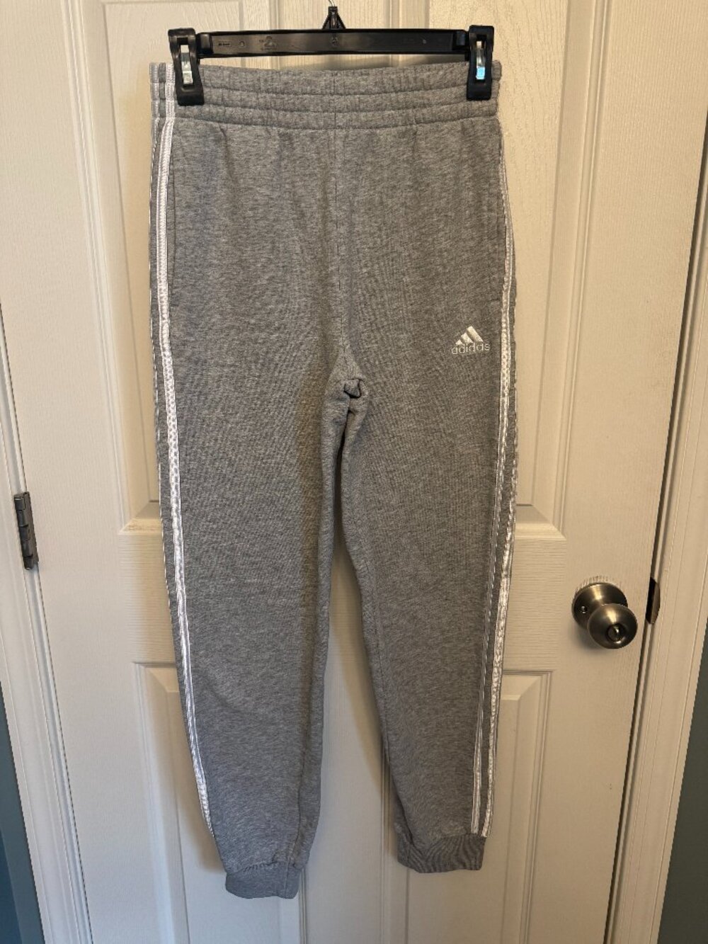 Gray Adidas Sweatpants Joggers with White Stripes- Youth Size  L (14/16)